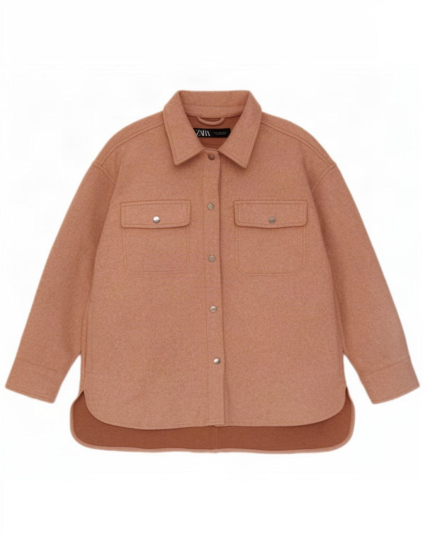 Damska kurtka oversize Zara Shacket UK 14, średni różowy poliester