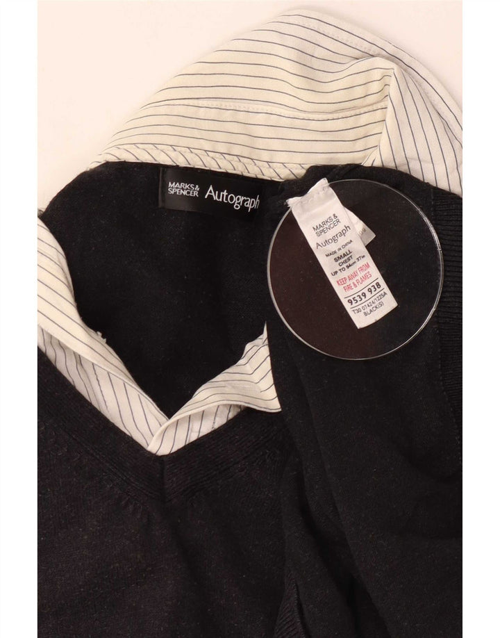 Marks & Spencer Męski sweter z dekoltem w kształcie litery V, mały, czarny