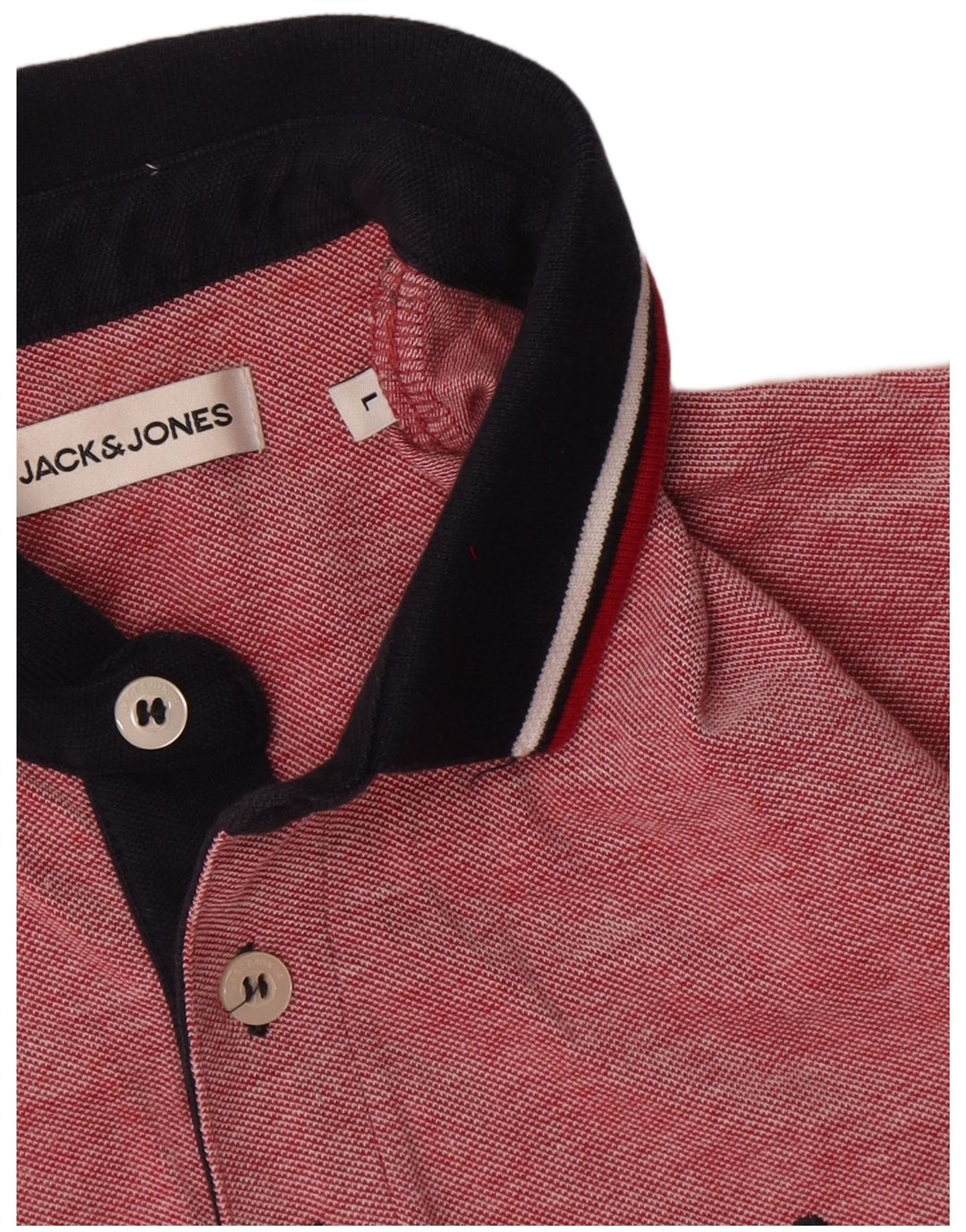 Męska koszulka polo Jack & Jones, duża, czerwona, bawełniana w bloki kolorów