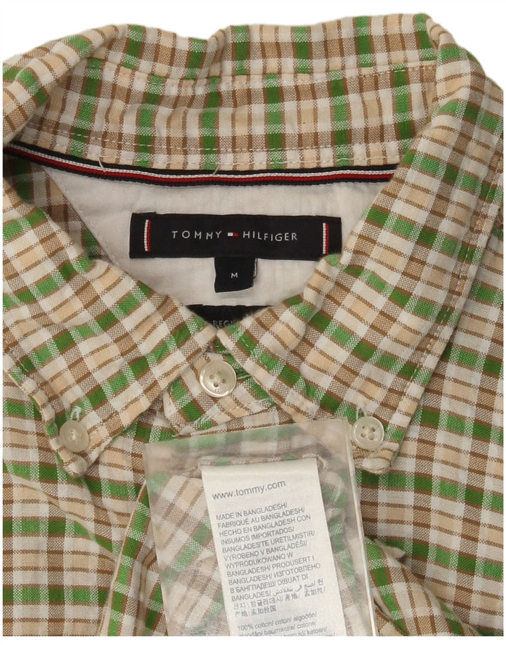 Męska koszula flanelowa Tommy Hilfiger w średnią zieloną kratkę, bawełniana