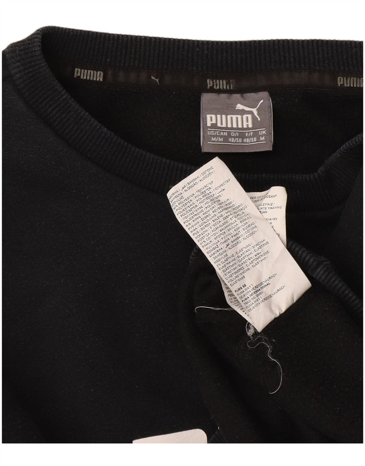 Męska bluza z grafiką Puma, średnia czarna, bawełniana