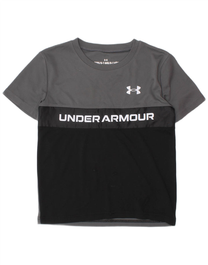 UNDER ARMOUR Chłopięcy T-shirt z grafiką, 6-7 lat, szary, poliester z blokami kolorów