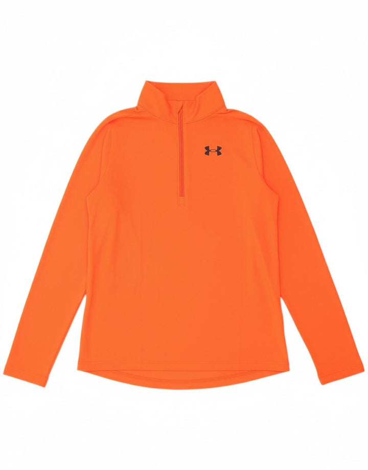 UNDER ARMOUR Boys Pullover Tracksuit Top 11-12 Years Large Orange Sports