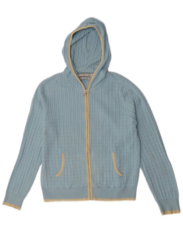 Damski sweter rozpinany z kapturem Tommy Hilfiger UK 18 XL, niebieska bawełna