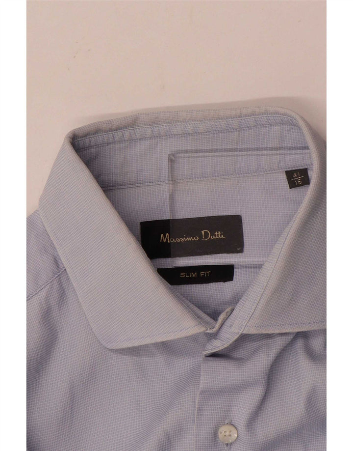 Koszula męska Massimo Dutti Slim Fit, rozmiar 41 16, duża niebieska