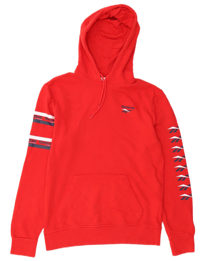 Męski sweter z kapturem Reebok z grafiką, mały, czerwony, bawełniany