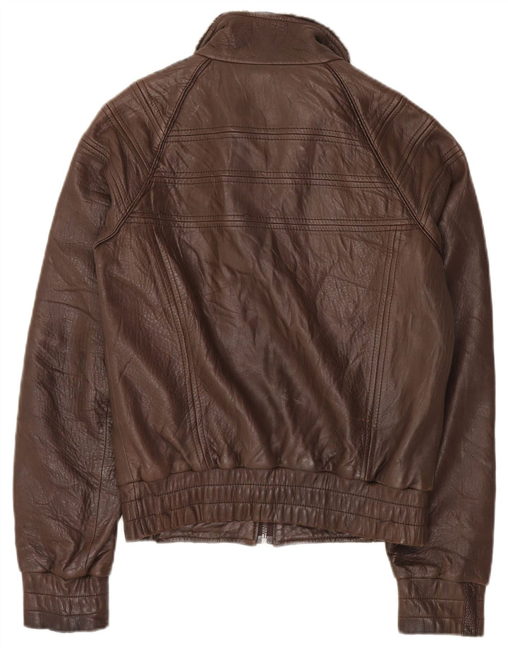 Damska kurtka skórzana VINTAGE UK 14 Średni brąz Argyle/Diamentowa skóra