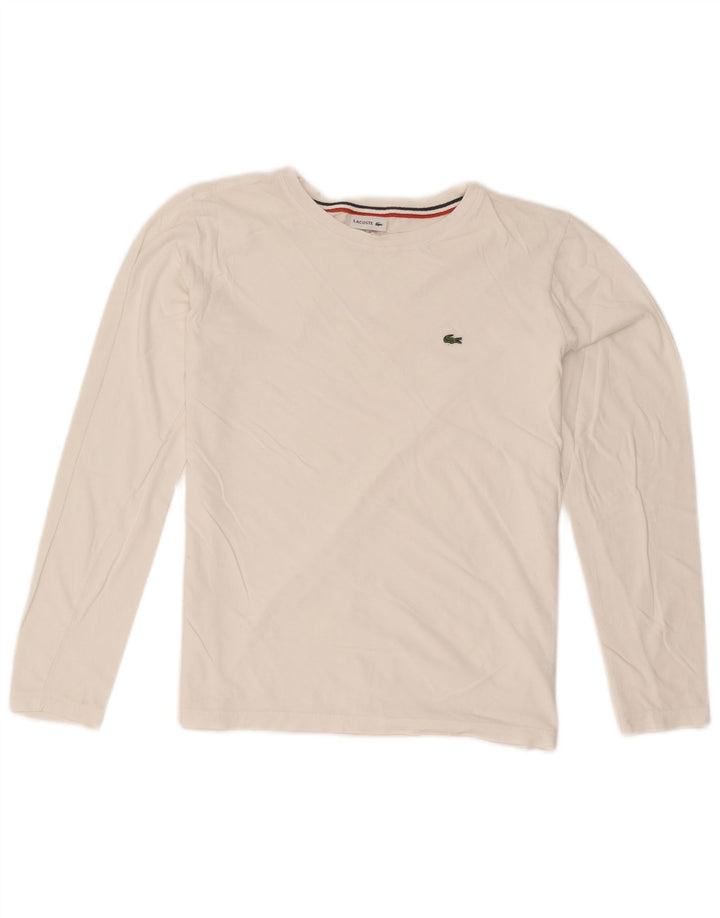 Top chłopięcy Lacoste z długim rękawem 15-16 lat, biała bawełna