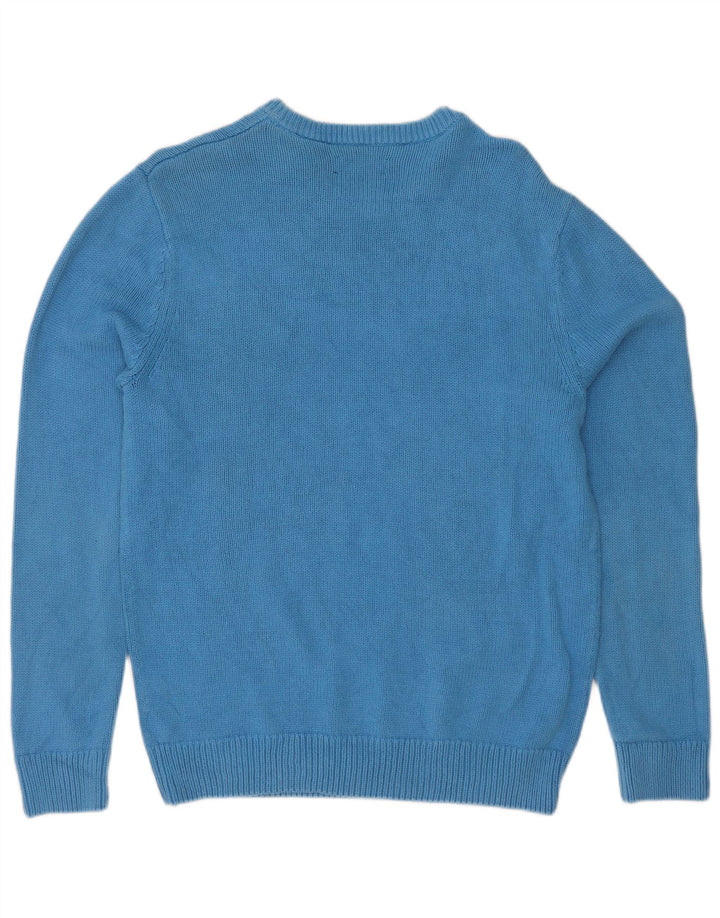 Męski sweter z dekoltem w łódkę Chaps, mały, niebieski, bawełniany