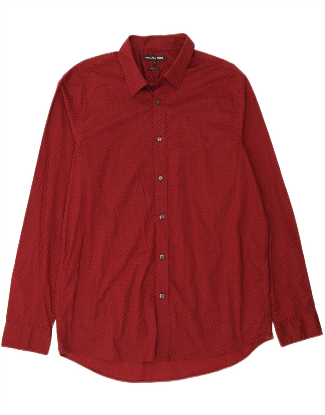 MICHAEL KORS Mens Classic Fit Shirt Large Red Spotted Cotton