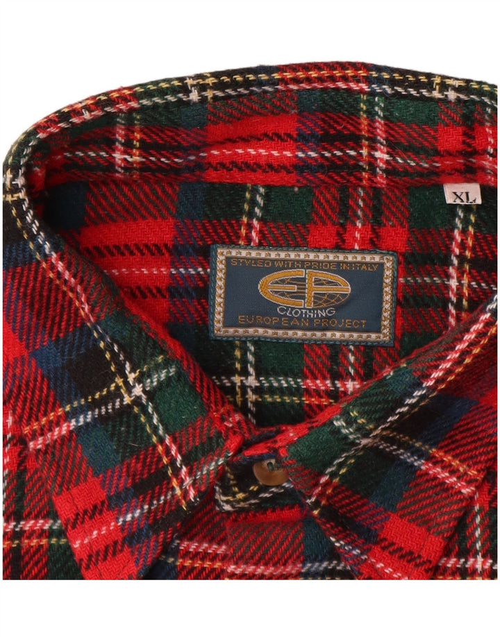 Męska koszula flanelowa XL w czerwoną kratkę EUROPEAN PROJECT