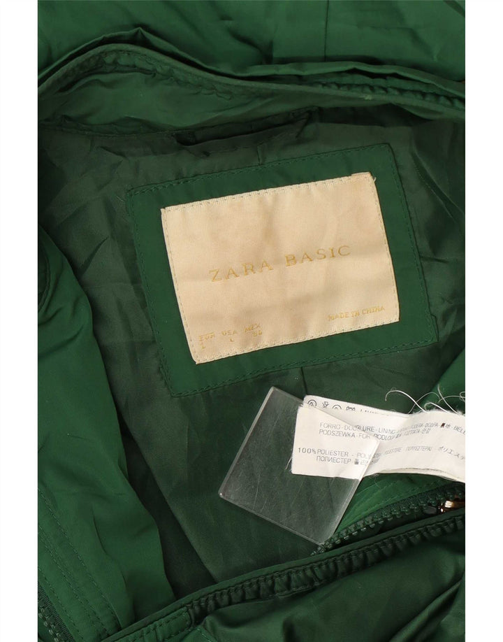 Damska pikowana kurtka Utility z kapturem Zara UK 14, duża, zielona, poliestrowa