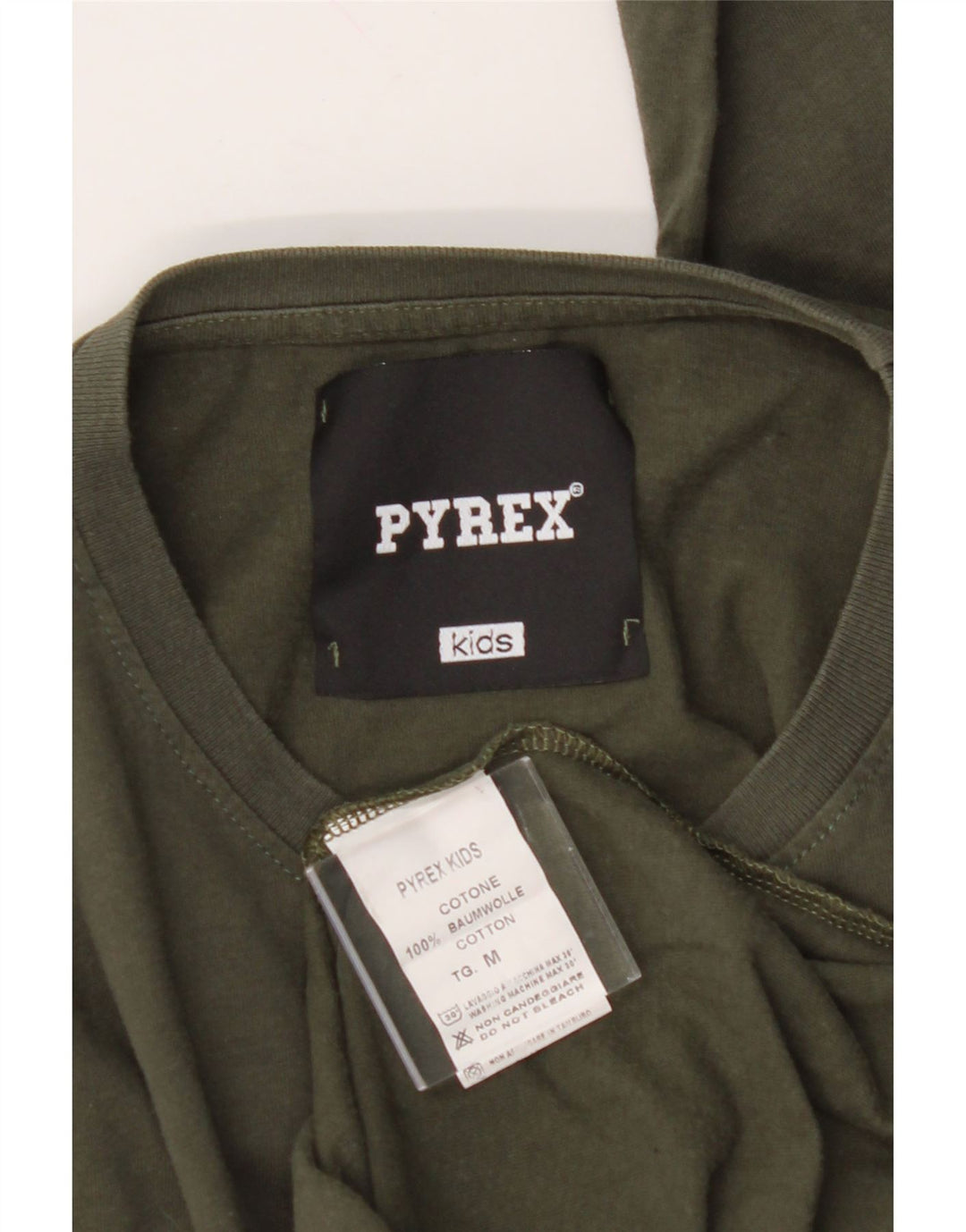 PYREX Boys Graphic Top Long Sleeve 10-11 Years Medium Khaki Cotton Vintage Pyrex and Second-Hand Pyrex from Messina Hembry 