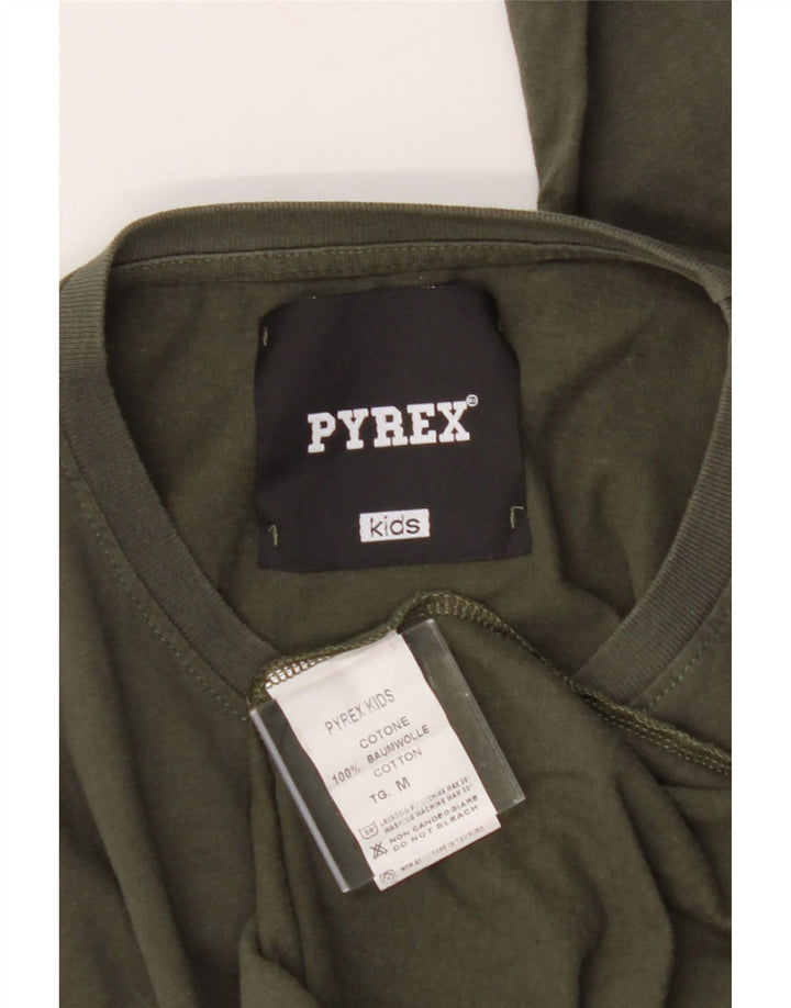 PYREX Boys Graphic Top Long Sleeve 10-11 Years Medium Khaki Cotton Vintage Pyrex and Second-Hand Pyrex from Messina Hembry 