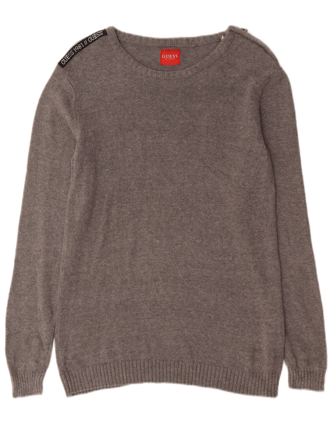 Guess Męski sweter z dekoltem w łódkę, mały, szary, bawełniany