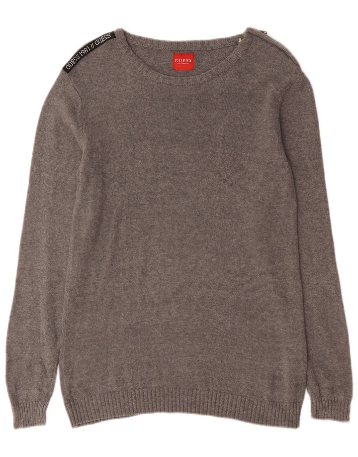 Guess Męski sweter z dekoltem w łódkę, mały, szary, bawełniany