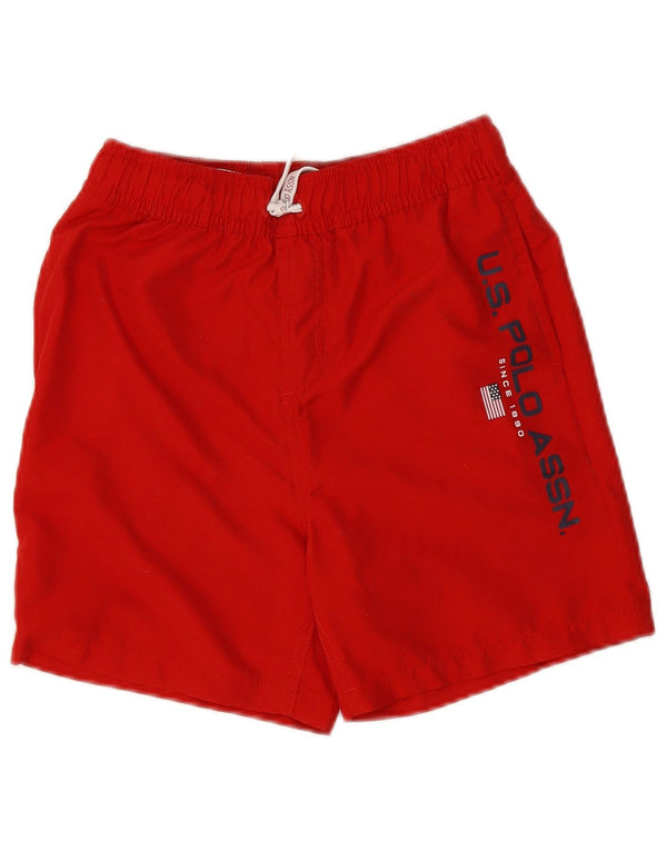 US Polo Assn. Chłopięce spodenki kąpielowe z grafiką 10-11 lat, czerwony poliester