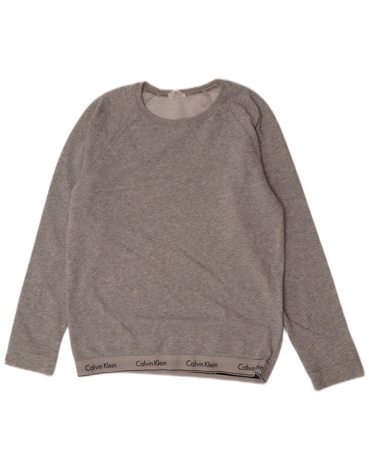 Męska bluza z grafiką Calvin Klein, średnioszara, bawełniana w plamki