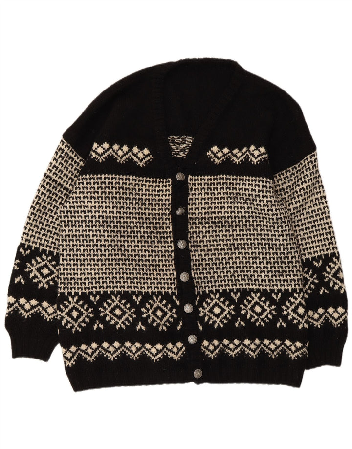 Vintage męski sweter rozpinany XL, czarny Fair Isle