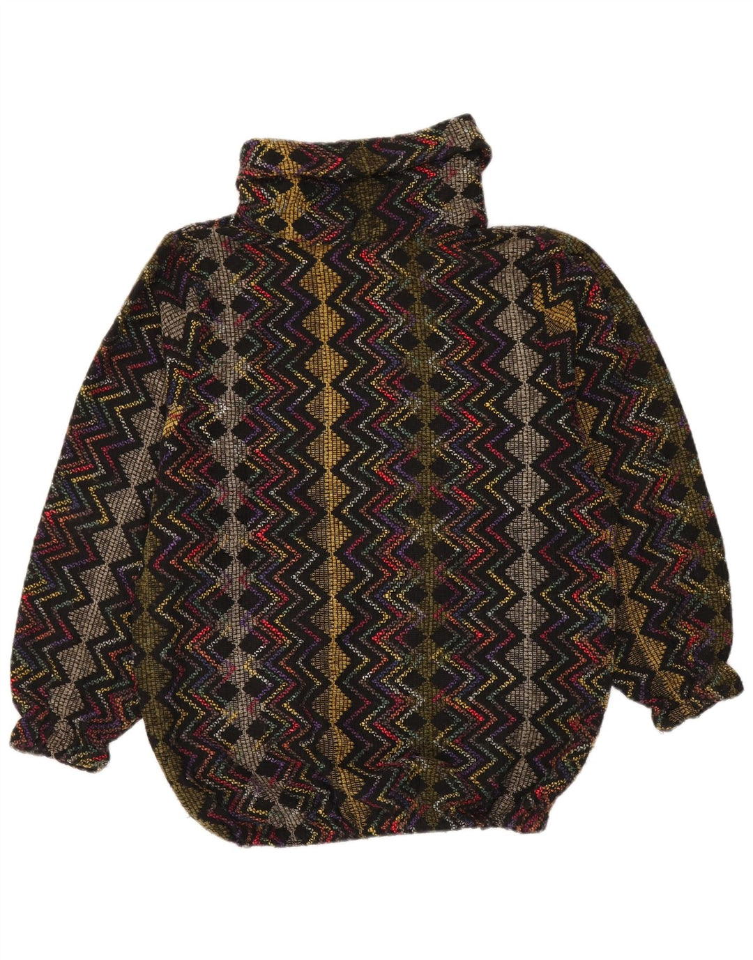Vintage damski sweter z golfem UK 20 2XL wielokolorowy retro