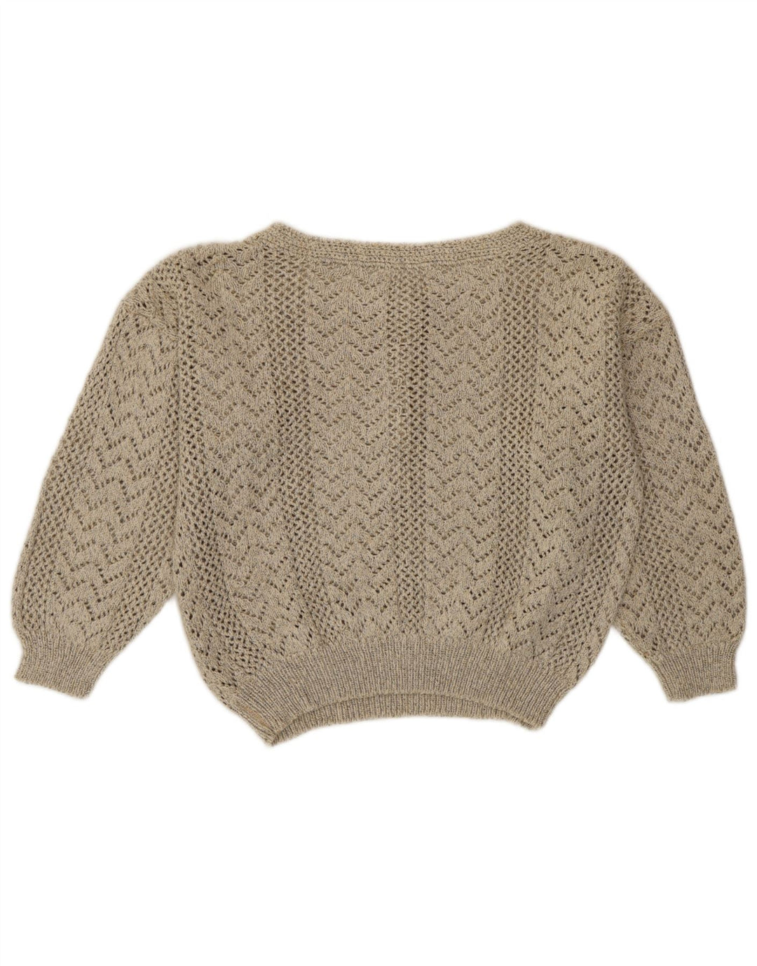 Sweter damski w stylu vintage, z dekoltem w łódkę, UK 12, średni szary