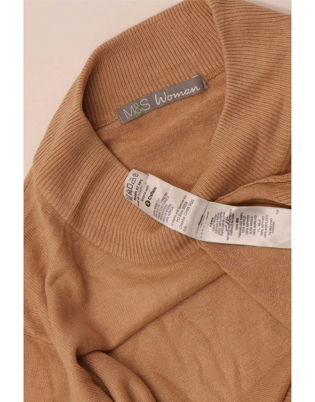 Marks & Spencer Damski sweter z golfem UK 16, duży brązowy