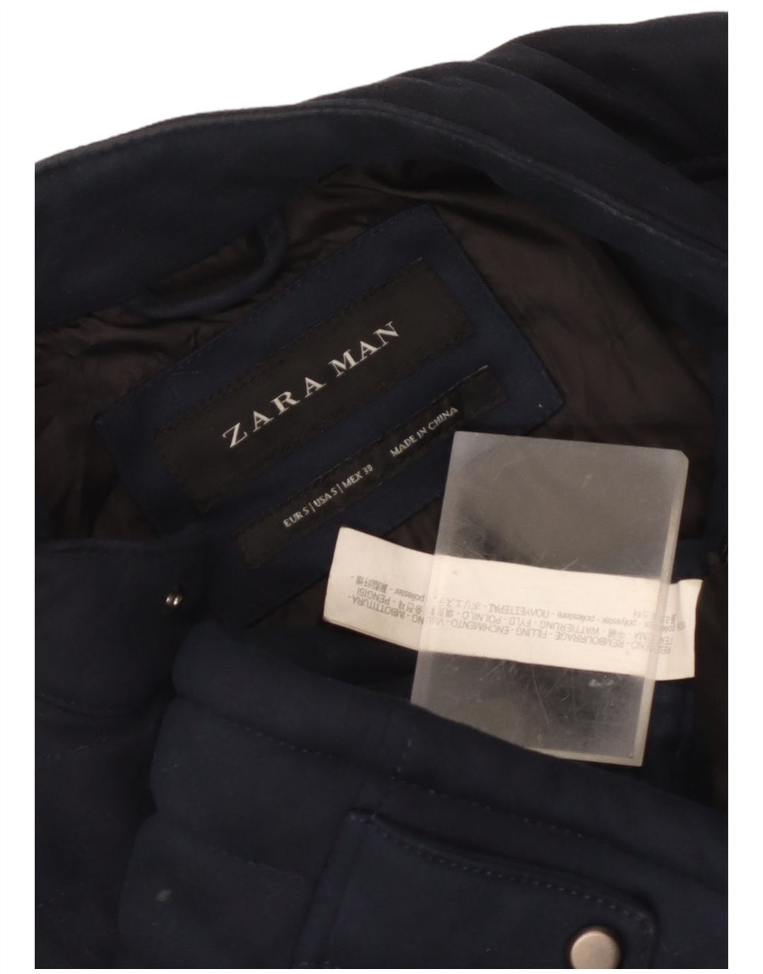 Męska ocieplana kurtka Zara UK 36, mała, granatowa, z poliestru