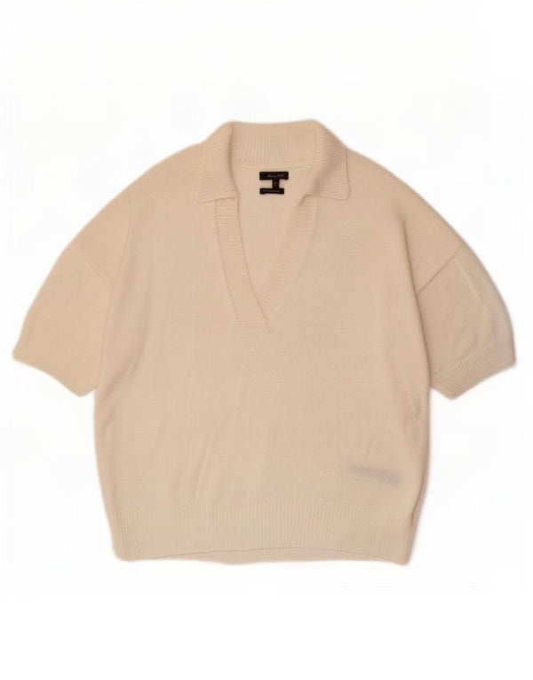 Damski sweter polo Massimo Dutti UK 16, duży, biały