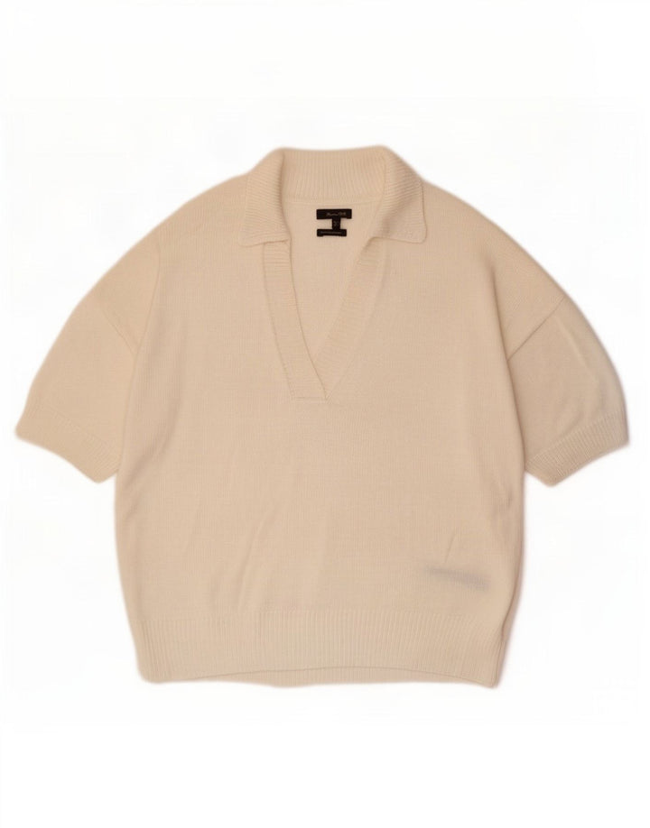 Damski sweter polo Massimo Dutti UK 16, duży, biały
