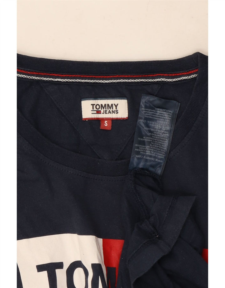Damska koszulka oversize TOMMY HILFIGER z grafiką Top UK 10, mała, granatowa