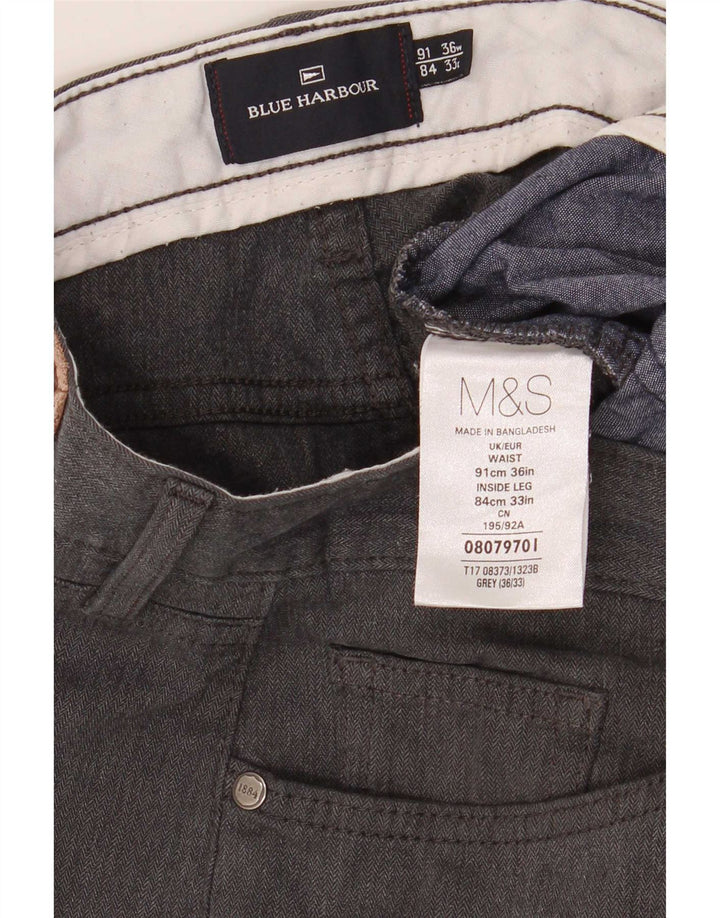 Męskie spodnie casual Marks & Spencer Blue Harbor Straight W36 L33 Szare