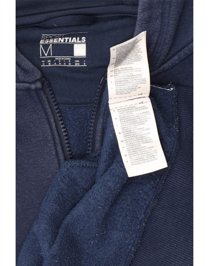 Męski sweter z kapturem i zamkiem ADIDAS, średni granatowy, bawełniany