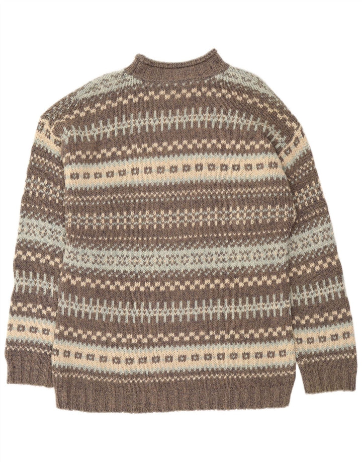 Vintage męski sweter z golfem, duży, szary, wełniany Fair Isle