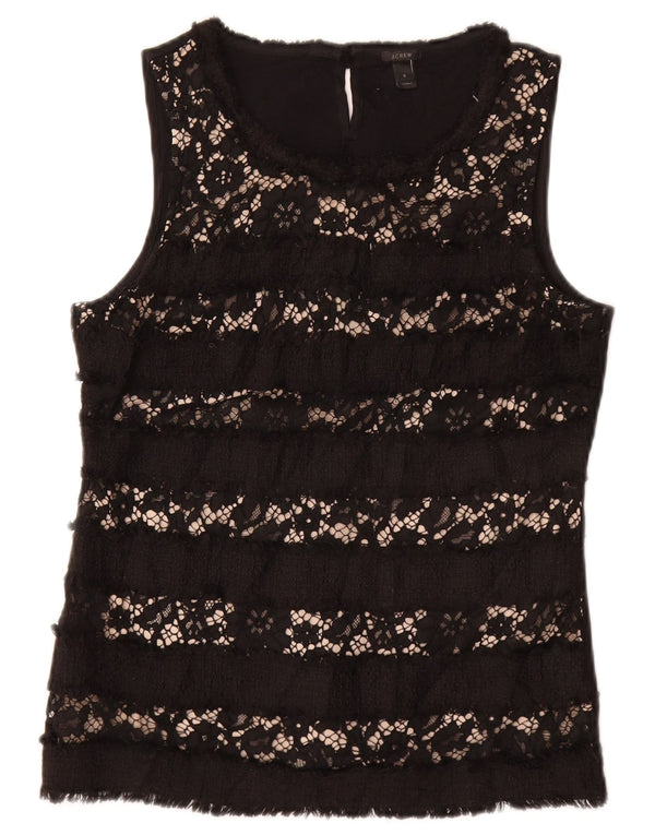 Damska bluzka bez rękawów J. CREW Top UK 10 Small, czarna, w kwiaty, wiskoza