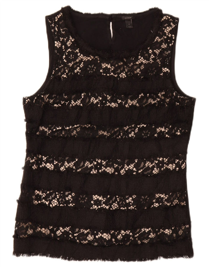 Damska bluzka bez rękawów J. CREW Top UK 10 Small, czarna, w kwiaty, wiskoza