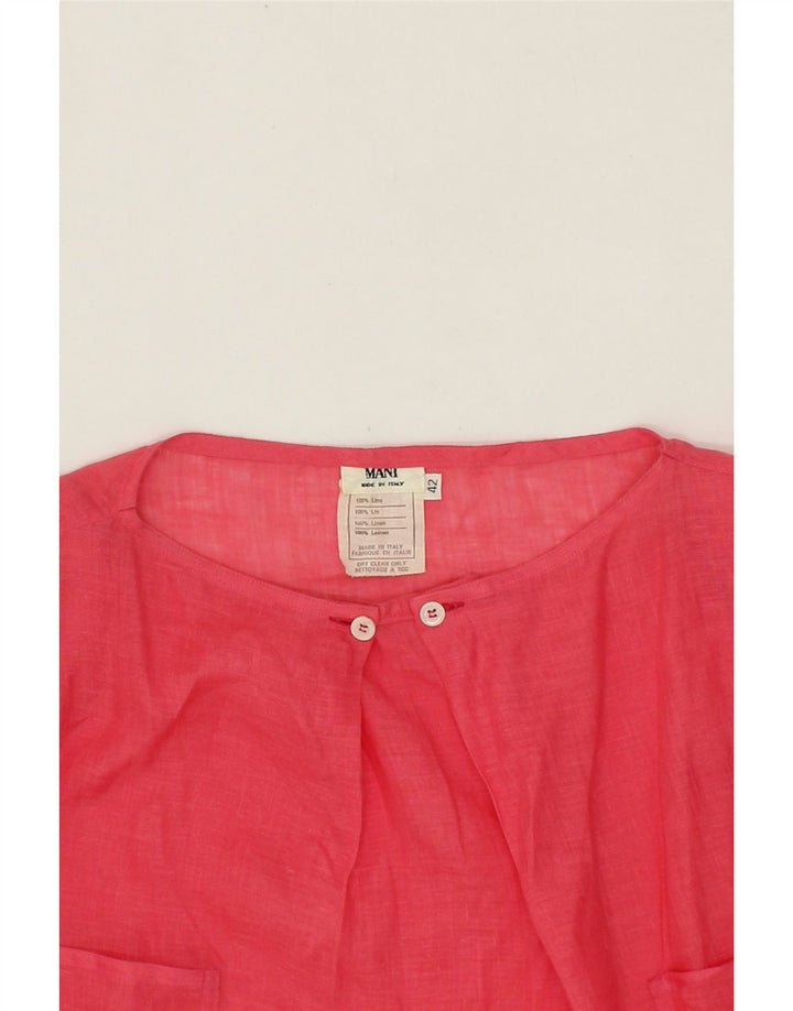 VINTAGE Womens Blouse Top IT 42 Medium Pink Linen Vintage Vintage and Second-Hand Vintage from Messina Hembry 