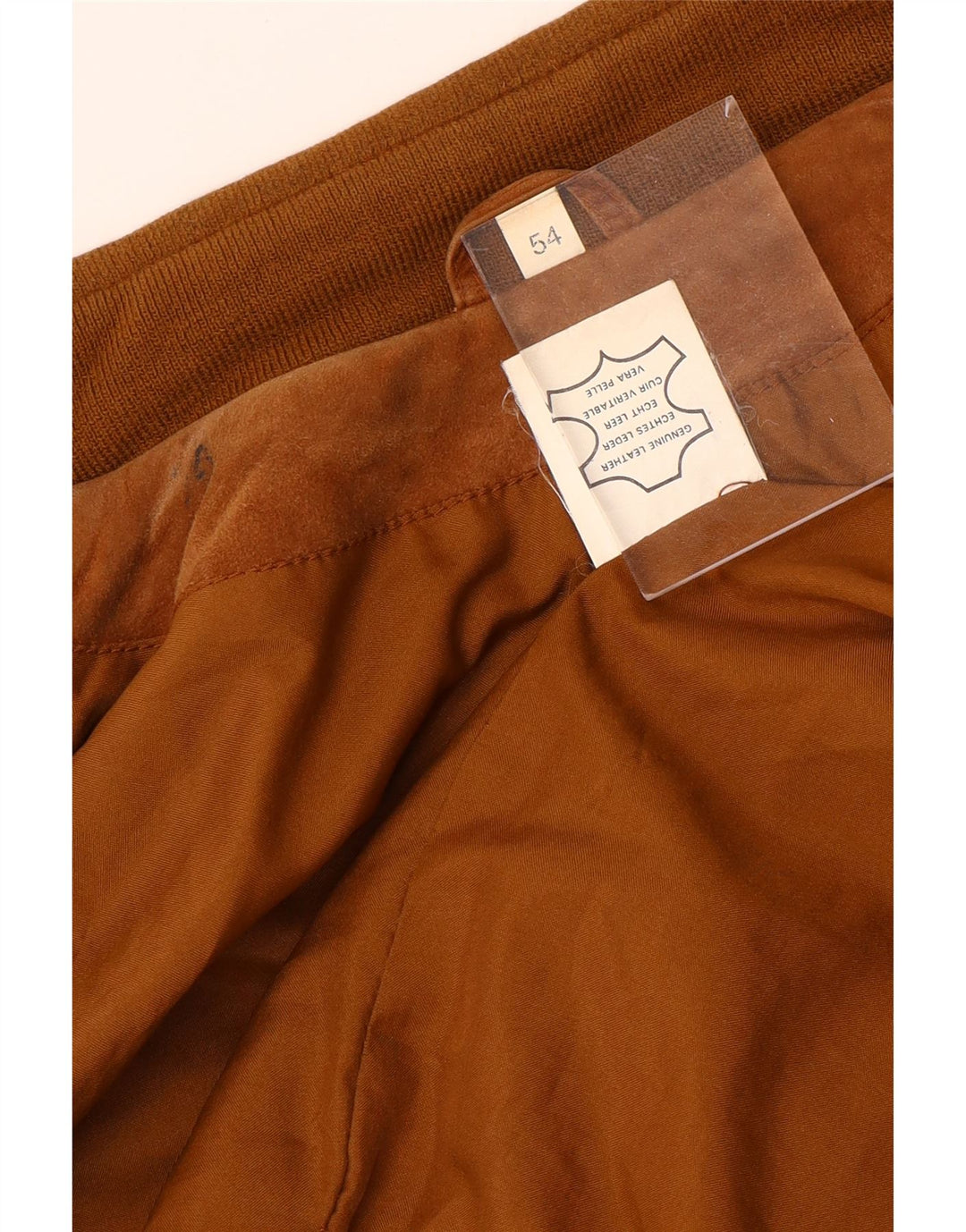 Męska zamszowa kurtka bomberka VINTAGE IT 54 2XL Beżowa skóra