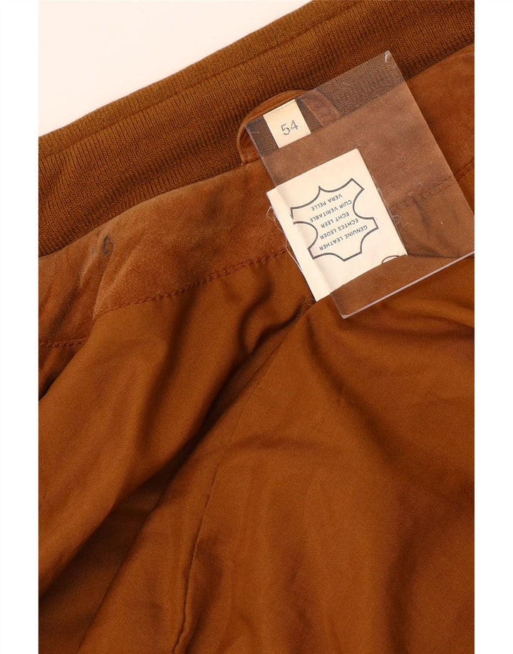 Męska zamszowa kurtka bomberka VINTAGE IT 54 2XL Beżowa skóra