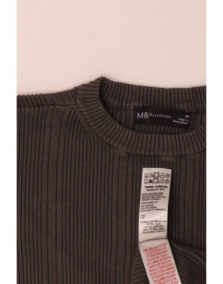 Marks & Spencer Damski top z długim rękawem UK 14, średnioszara wiskoza