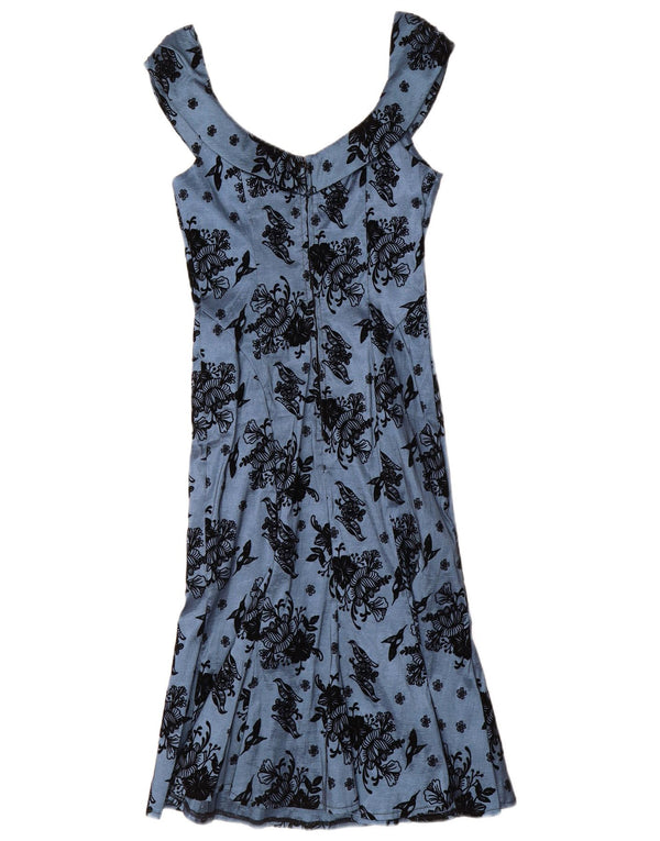 Voodoo Vixen Womens Off Shoulder Dress UK 12 Medium Blue Floral Nylon