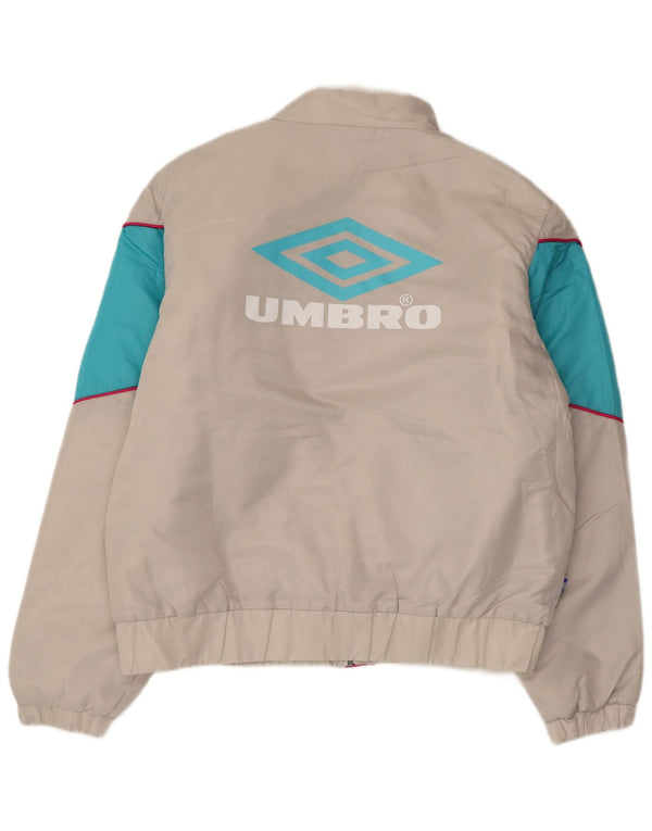 Męska wyściełana kurtka UMBRO Graphic UK 40, duży, szary nylon z blokami kolorów