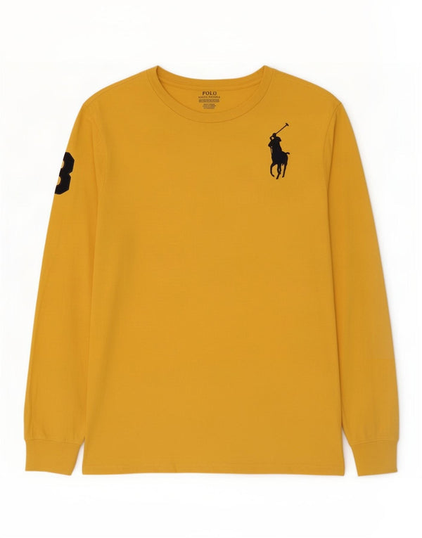 Chłopięca koszulka Polo Ralph Lauren z długim rękawem i grafiką, 15-16 lat, XL, żółta bawełna