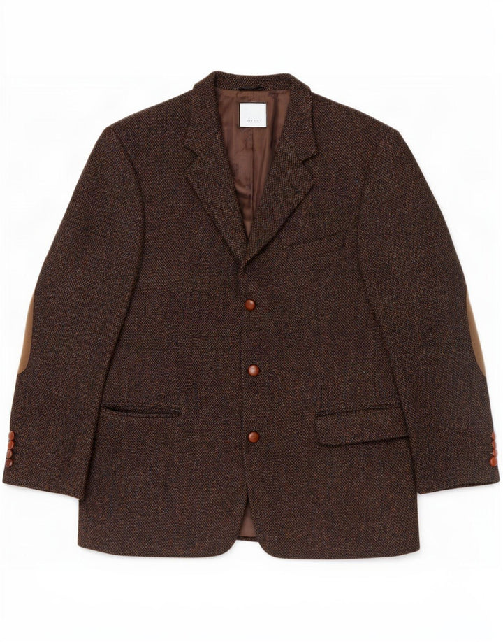 Męska marynarka Harris Tweed Mario Barutti zapinana na 3 guziki IT 50, duża brązowa
