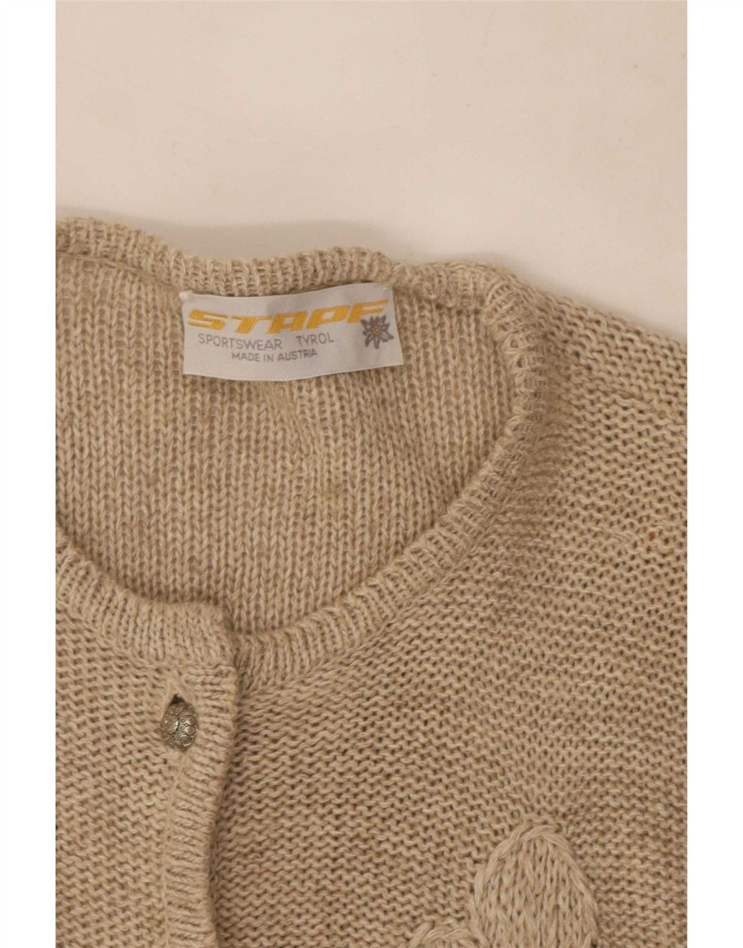 Sweter damski Stapf UK 12 średni beż w kwiaty
