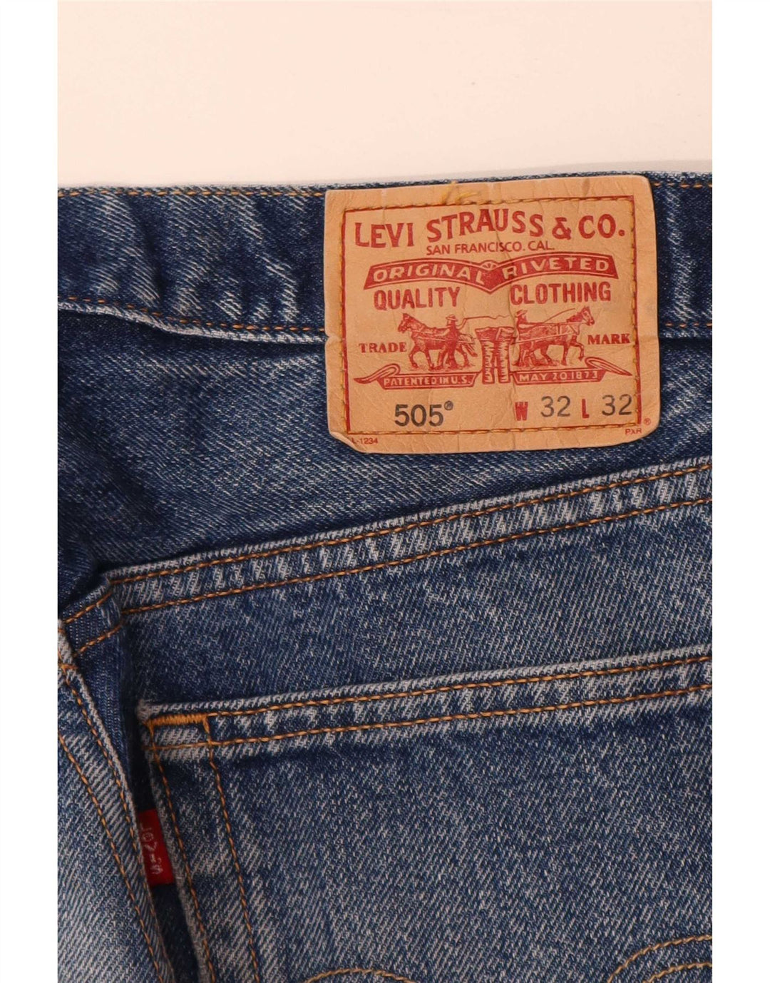 Męskie jeansy Levi's 505 o regularnym kroju W32 L32 Niebieska bawełna