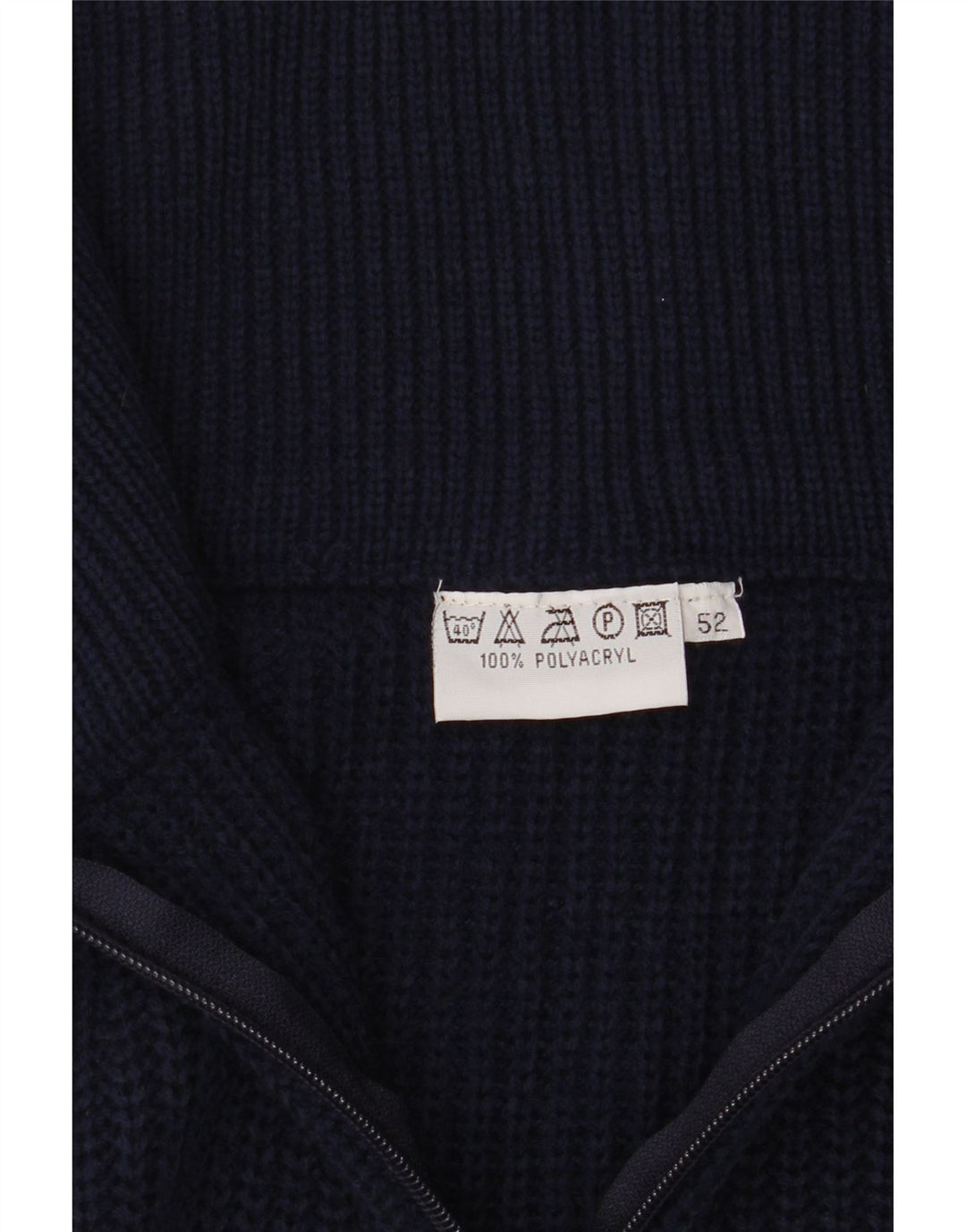 Vintage męski sweter z zamkiem błyskawicznym IT 52, duży, granatowy, poliakryl