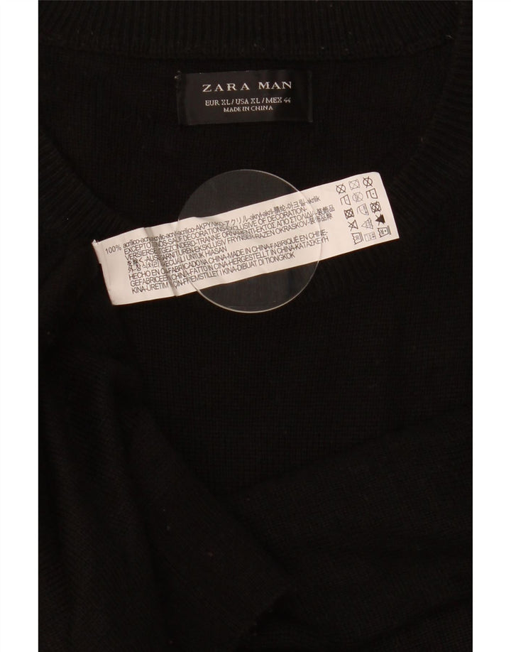 Męski sweter z okrągłym dekoltem Zara XL, czarny akryl