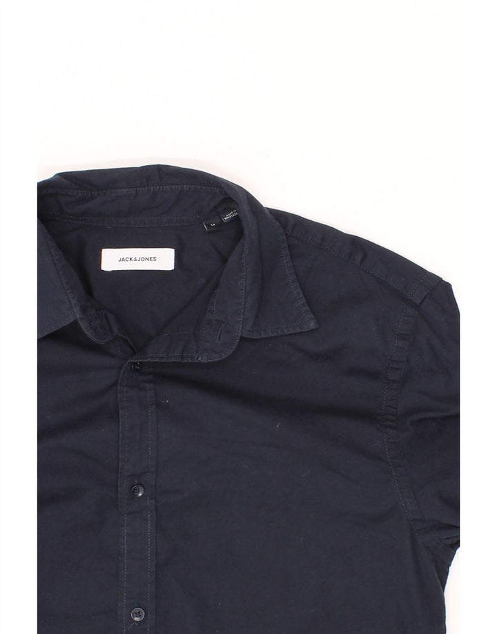 JACK & JONES Mens Shirt Medium Navy Blue Cotton Vintage Jack & Jones and Second-Hand Jack & Jones from Messina Hembry 