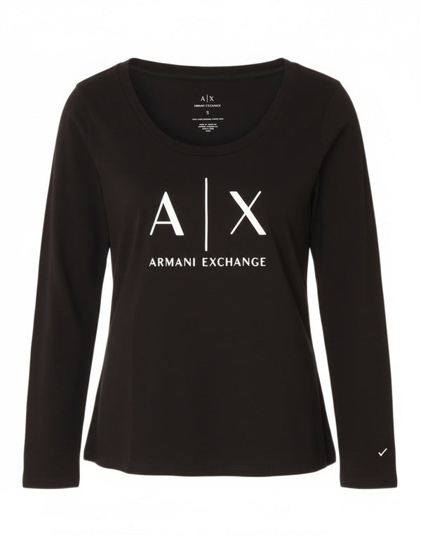 Damski top graficzny Armani Exchange UK 8, małe czarne logo