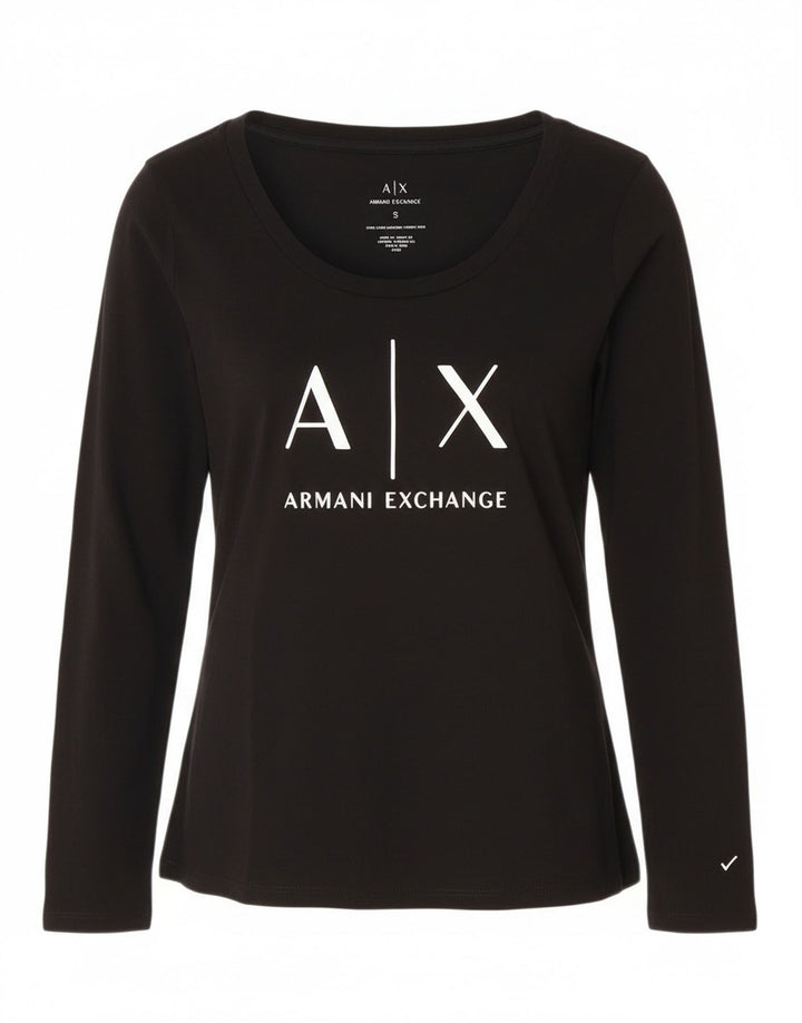 Damski top graficzny Armani Exchange UK 8, małe czarne logo